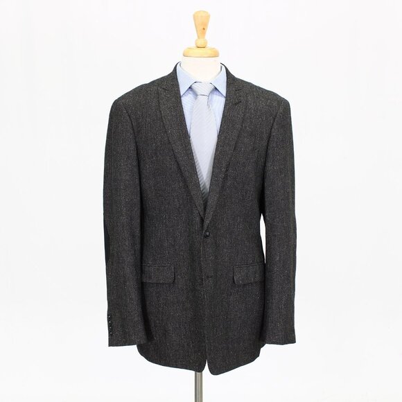 Calvin Klein 44L Gray Solid 2-Button Sport Coat Blazer Jacket B163 - Picture 1 of 11